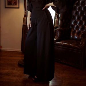 La Femme en Noir black widow palazzo pants